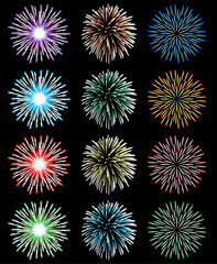 vector fireworks set