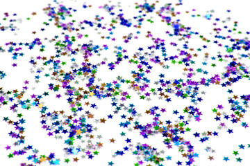 confettis étoiles strass paillettes, fond blanc