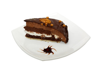 cake truffle with black chocolate sauce