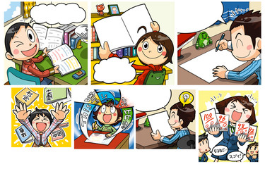 男の子と女の子　勉強