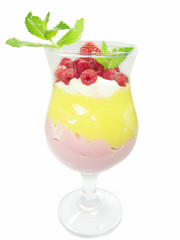 fruit cocktail with raspberry and strawberry