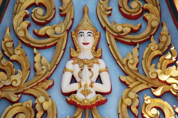 art on gable of temple, Wat Yod Maung Jaroen, Buriram