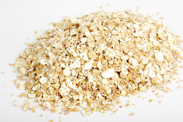 Closeup of oatmeal isolated on white