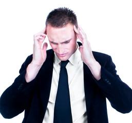Young business man with a head ache