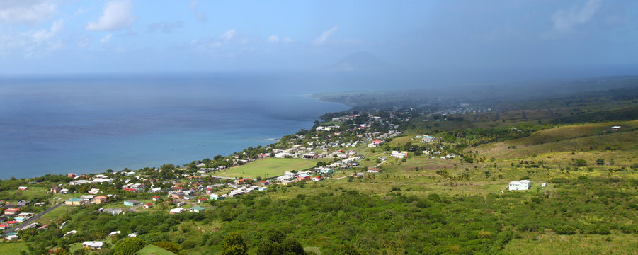 Beautiful coastline of St Kitts from Brimstone Hill