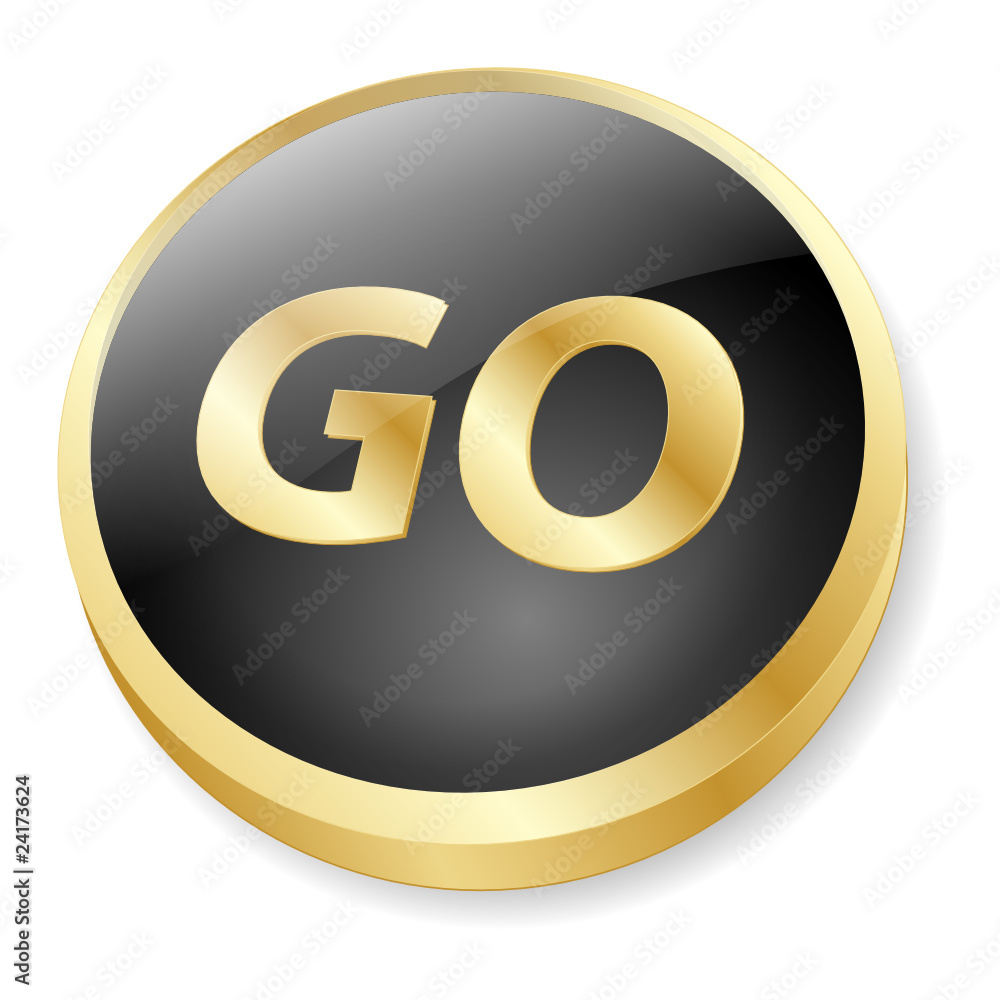 Poster go web button (internet ok yes start connection search 3d gold)
