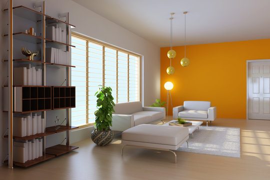 3d render modern living room