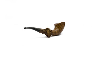 Wooden tobacco pipe isolated