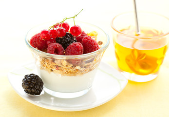 yogurt ,muesli ,berries and honey