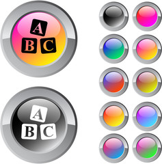 ABC cubes multicolor round button.