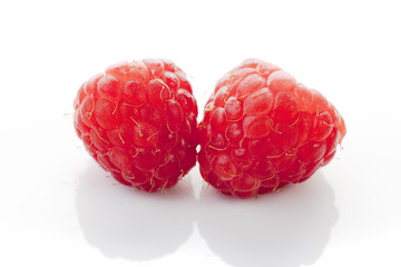 Two Raspberries on White