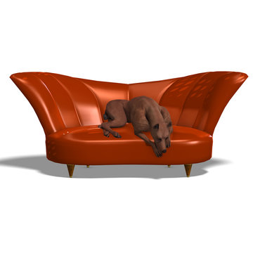 Miniature Pinscher Dog. 3D rendering with clipping path and shad