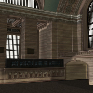 An Empty Central Station. 3D rendering with clipping path and sh