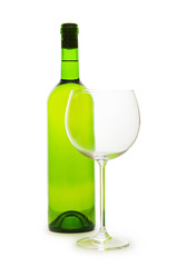 Wine and glass isolated on the white background
