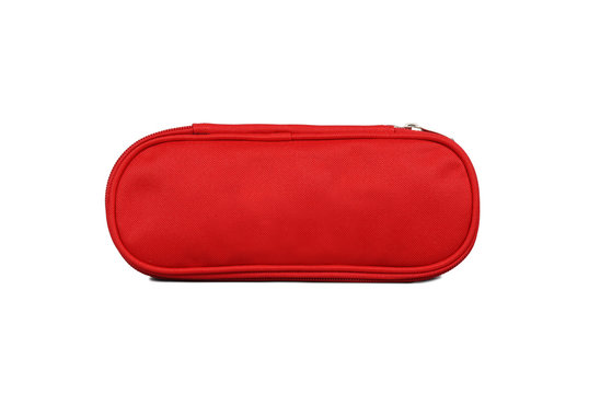 Trousse scolaire rouge isol&eacute;e