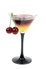 Cocktail with ice and fresh cherries