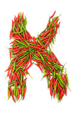 Alphabet with green and red peppers - letter