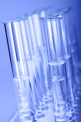 laboratory glassware in blue