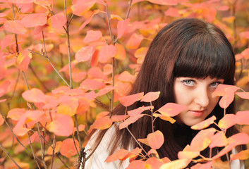 The girl in an autumn forest