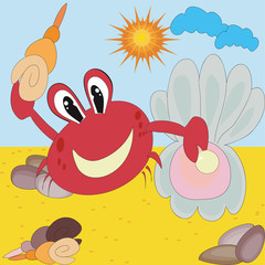 Red crab with shells