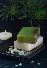 Natural handmade soap on marble