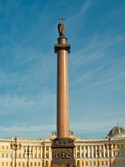 Fototapeta na wymiar Alexander column on Palace square in Saint-Petersburg, Russia
