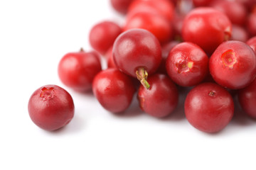 ripe cranberries isolated