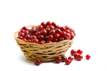 ripe cranberries isolated