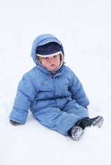 Fototapeta na wymiar cute boy in snowsuit