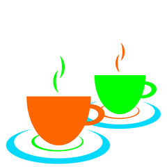 two cups of coffee vector illustration