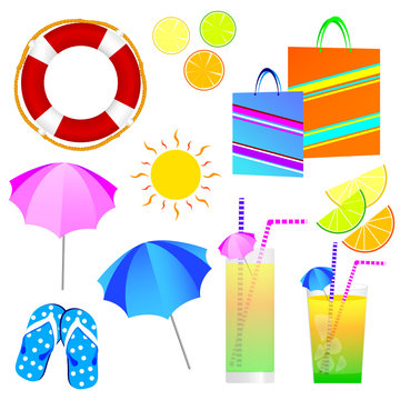 accessories to the sea and beach illustration
