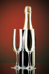 Champagne against color gradient background