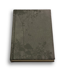 Closed grey velveteen notebook