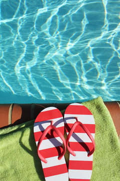 Flip Flops By Swimming Pool Side