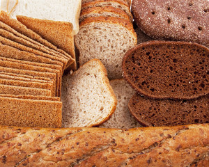 background of different kinds of bread
