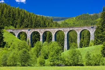 Fototapeta na wymiar railway viaduct near Telgart, Slovakia