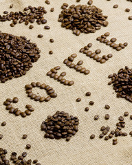 sign made of coffee beans