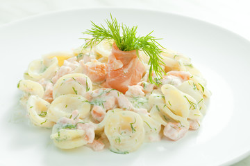 pasta orecchiette with smoked salmon