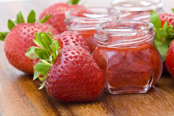 strawberry jam and fresh strawberries