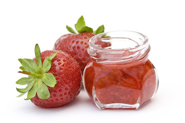 strawberry jam and fresh strawberries