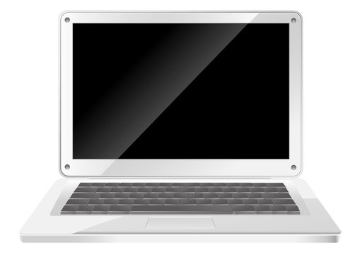 Simple silver laptop, vector illustration