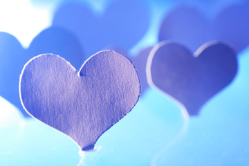 paper heart in blue light