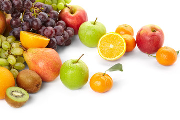fresh fruits on the white background