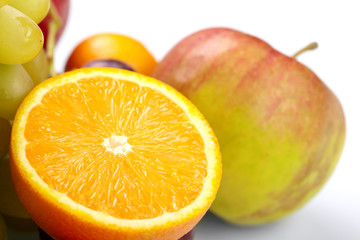 fresh fruits on the white background