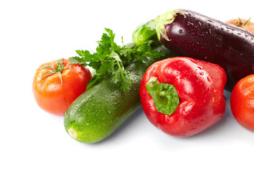 fresh vegetables on the white background