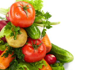 fresh vegetables on the white background