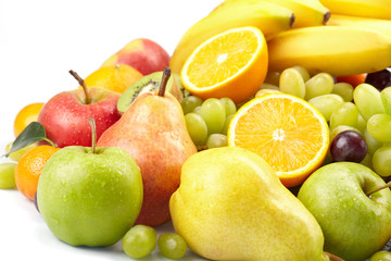 fresh fruits on the white background