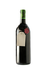 red wine bottle with blank label
