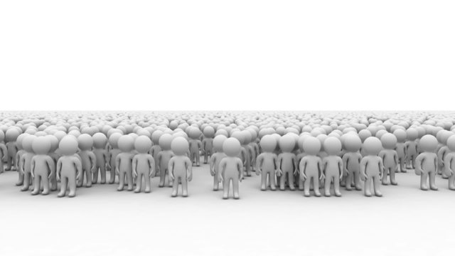 3d cartoon humans people huge crowd stay