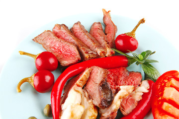 roast meat slices on plate